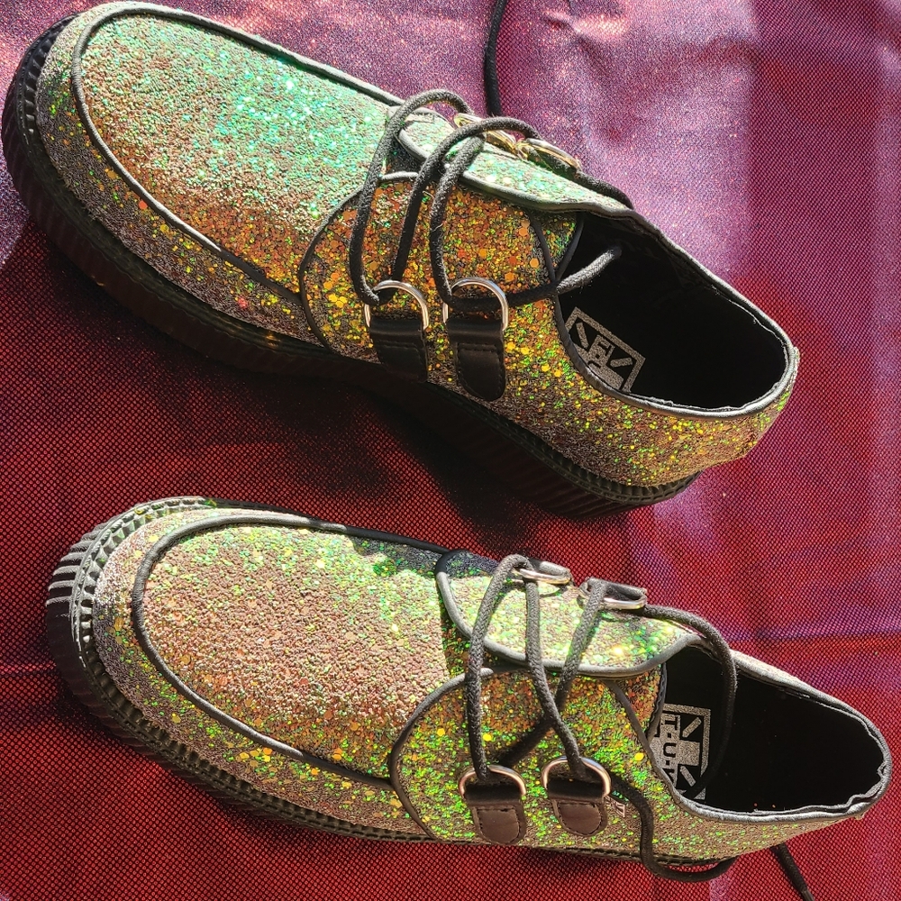 T.U.K Rainbow Glitter Viva Mondo Creeper Size Womens 10/Mens 8 V9466 - Picture 4 of 6